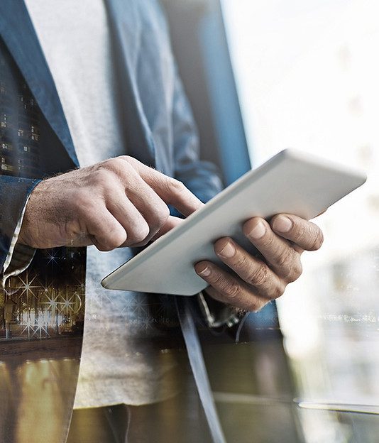 Professional using tablet